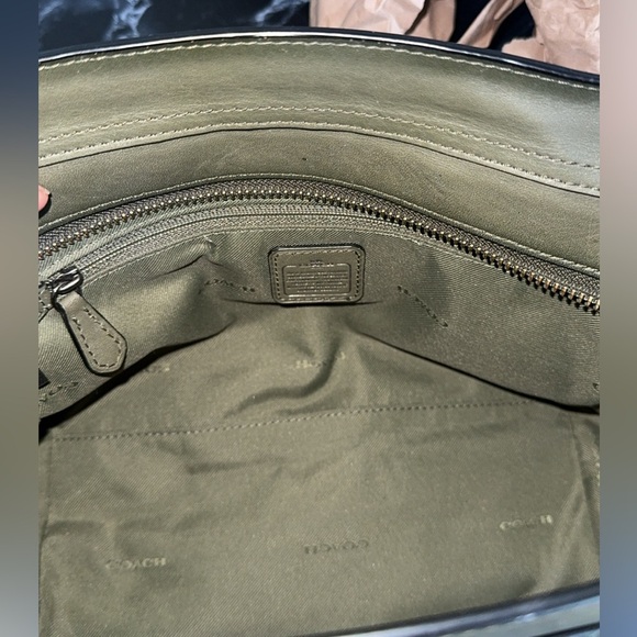 COACH Swagger 27 Handbag Burnished Leather Dark Green Crossbody Bag AUTHENTIC - Picture 15 of 15